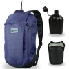 Kit Bolsa para Caminhada Azul Ioio Ntk + Cantil de Alum�nio Nautika 900 Ml Preto para Camping