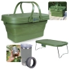 Kit Cesta Dobravel Tampa Vira Mesa Ntk para Picnic / Pesca + Copo Trmico 5 em 1 Cinza 420ml com Abridor