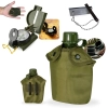 Kit Bssola de Alumnio Indicador Fluorescente + Pederneira + Cantil 950 Ml Plstico com Capa Trilha