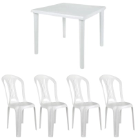 Kit Mesa Desmontvel + 4 Cadeiras em Plstico Branca