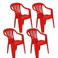 Kit 4 Cadeiras Vermelha em Plstico Suporta At 182 Kg Mor
