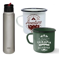 Kit 2 Canecas 250 Ml + Garrafa Trmica 1 Lt Inox