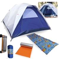 Barraca Dome 3 Pessoas 1800mm Ntk + Isolante Termico Ntk + Colchonete Solteiro para Camping e Pesca