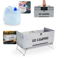 Kit Galo Dobrvel 10 Litros Ntk Colapsvel + Churrasqueira Porttil To Go com Ala Vira Maleta Camping e Pesca