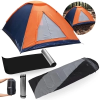 Kit Saco de Dormir Max 2 em 1 Pesca+ Barraca Camping 4 Pessoas Panda + Isolante Trmico Trilha Pesca