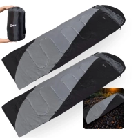 Kit Dois Sacos de Dormir Max 2 em 1 Cobertor Trmico de -5c  + 10c Cinza e Preto Pesca e Camping