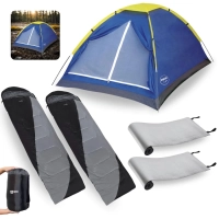 Kit Completo Barraca Iglu 4 Pessoas + 2 Sacos de Dormir Max 2 em 1 + 2 Isolantes Trmicos Pescaria