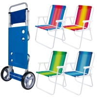 Kit Carrinho de Praia + 4 Cadeiras de Praia em Ao