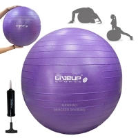 Bola Suia de Pilates Premium Anti Estouro 55 Cm Roxa + Mini Bomba Treino Academia Yoga Exercicios