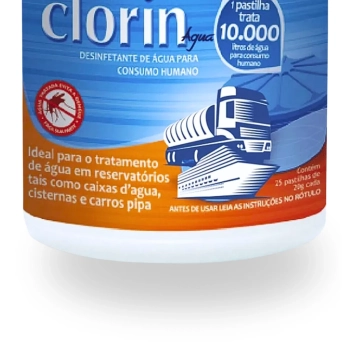 Pote de Clorin 10000 Litros com 25 Pastilhas Tratamento de gua para Consumo
