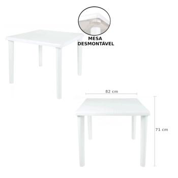 Kit Mesa Desmontvel + 4 Cadeiras em Plstico Branca