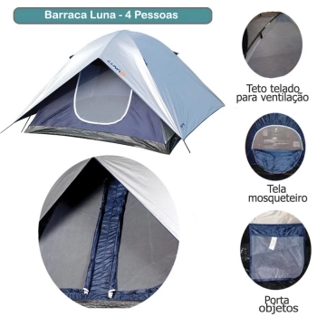 Barraca Camping 4 Pessoas Coluna D Agua 800mm Luna