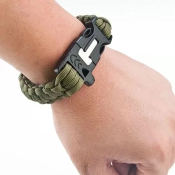 Pulseira Survival Tamanho M com Apito e Pederneira Guepardo