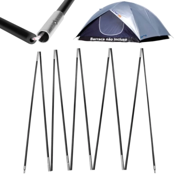 Conjunto Estacas Espeques para Camping + Conjunto Varetas de Reposio para Barraca Luna 7 Pessoas Mor