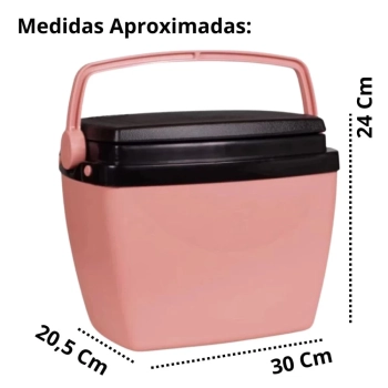 Kit Caixa Termica Rosa Pssego Cooler 6 L / 8 Latas + Banqueta Dobrvel Camping / Pesca