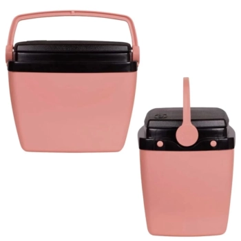 Kit Caixa Termica Rosa Pssego Cooler 6 L / 8 Latas + Cadeira de Praia Alumnio