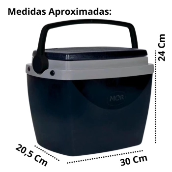 Kit Caixa Termica Preta Cooler Pequeno 6 L / 8 Latas + Cadeira de Praia Alumnio