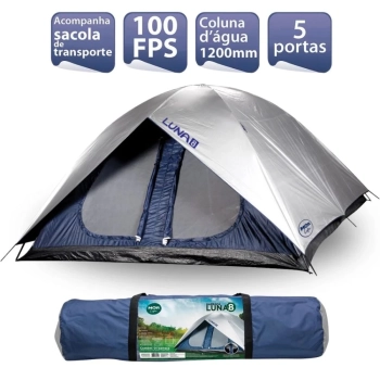 Kit Camping Barraca 8 Pessoas Luna + Colcho Inflavel Casal King Size Inflador de P