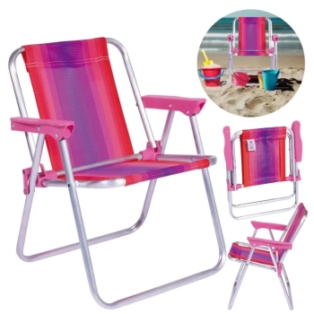 Kit Caixa Termica Pequena Cooler 6 L Roxo / Lils + Cadeira Rosa Infantil Parques
