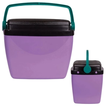Kit Caixa Termica Pequena Cooler 6 L Roxo / Lils + Cadeira Rosa Infantil Parques