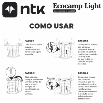 Kit Barraca 3 Pessoas / Coluna D Agua 600mm Koala + Vaso Sanitrio Compacto Ecocamp Light 15 L