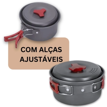 Jogo de Panelas Camp 2 Ntk 7 Peas, Panela Frigideira e Acessrios para Camping, Pesca e Trilha