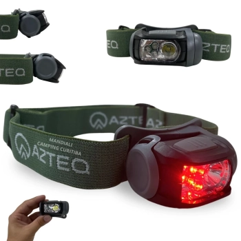 Kit Saco de Dormir Xtreme Sarcfago -5c  +15c + Lanterna de Cabea Mistik Azteq Luz Vermelha Camping Pesca