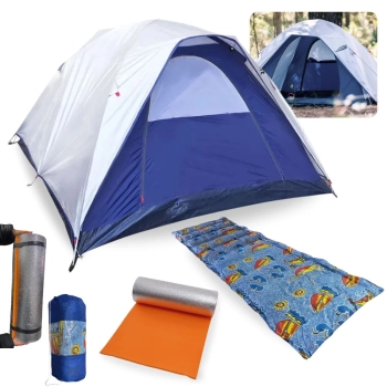 Barraca Dome 3 Pessoas 1800mm Ntk + Isolante Termico Ntk + Colchonete Solteiro para Camping e Pesca