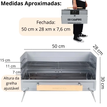 Kit Garrafa Trmica 2,5 Litros com Bico Flip + Churrasqueira Porttil To Go com Ala Vira Maleta a Carvo