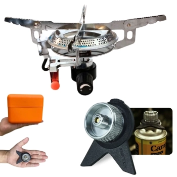 Kit Fogareiro Apolo Porttil Acendimento Automtico + Conversor para Gas Tubo Compacto