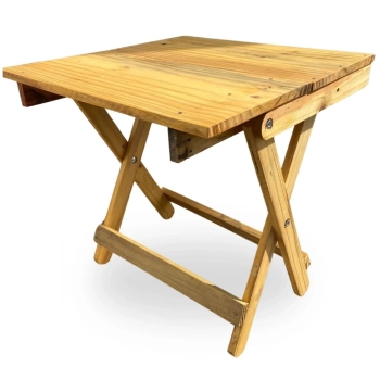 Mesa Dobravel de Madeira Baixa Rustica Artesanal para Camping, Pesca e Jardim