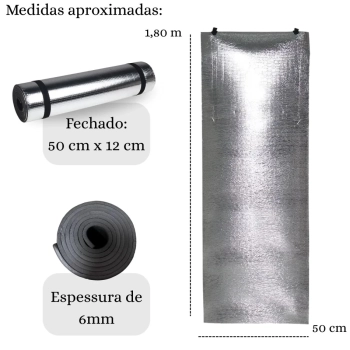 Colchonete Isolante Trmico Eva Aluminizado Silver Bel 1,80 Metros para Camping Trilha