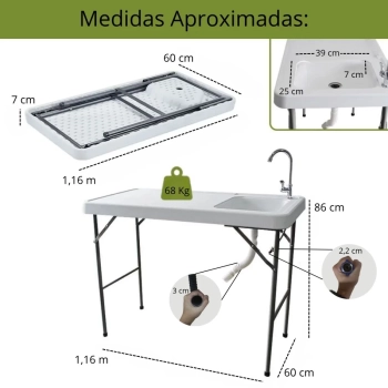 Kit Tenda Articulada 3x3m X-flex Azul + Pia Porttil Mesa Dobravel Sink + Porta Potti 20 L + Barraca Trocador Pampa