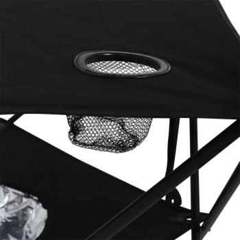 Mesa Dobrvel com Cooler Integrado Ultra Light Compacta Preta para Camping e Pesca