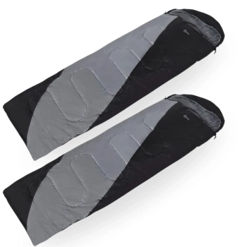 Kit Dois Sacos de Dormir Max 2 em 1 Cobertor Trmico de -5c  + 10c Cinza e Preto Pesca e Camping