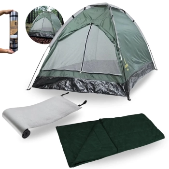 Kit Camping Barraca Koala 2 Pessoas + Isolante Trmico 1,80 M + Saco de Dormir Solteiro Trilha Pesca