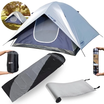Kit Barraca Luna 4 Pessoas + Isolante Trmico 1,80 M + Saco de Dormir Max 2 em 1 Pesca Camping