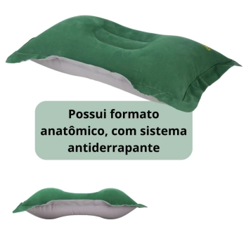 Almofada Travesseiro Smart Inflvel Impermevel Verde Guepardo para Camping Pesca Passeio Viagem