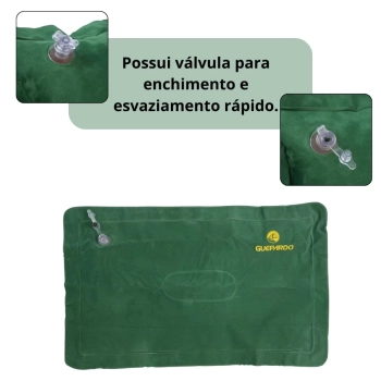 Almofada Travesseiro Smart Inflvel Impermevel Verde Guepardo para Camping Pesca Passeio Viagem