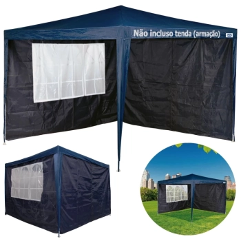Kit Gazebo Tenda Sanfonada Praia 3x3 M X-flex + 2 Paredes Oxford