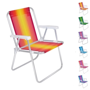Cadeira de Praia Alta Alum�nio Cores Sortidas