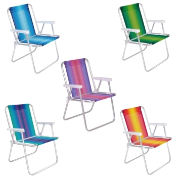 Cadeira de Praia Alta Alum�nio Cores Sortidas