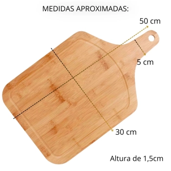 Conjunto para Churrasco Tbua 50 Cm + Faca e Garfo em Ao Inox e Bambu Mor Cozinha Utenslios