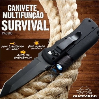 Kit com Faco Dixon + Canivete Survival Multifunes