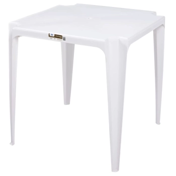 Kit Mesa Quadrada Bela Vista + 4 Cadeiras em Plstico Branca