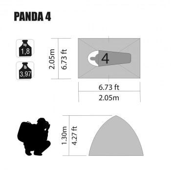 Barraca Camping 4 Pessoas Coluna D gua 600mm Panda
