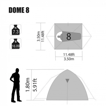 Barraca Camping 8 Pessoas Coluna D gua 1800mm Dome