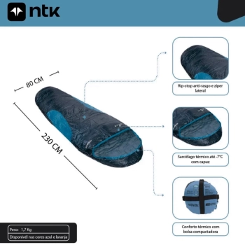 Saco de Dormir -7�c � 3�c Nautika Antartik Camping Acampamento e Pesca