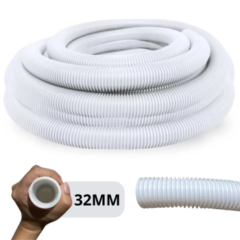 Mangueira Flutuante para Piscina 32mm Branca 10m 1.1/4 Polegadas com Abraadeiras