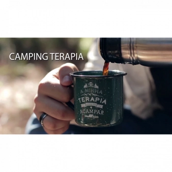Caneca Esmaltada 250 Ml Verde Camping Terapia Guepardo